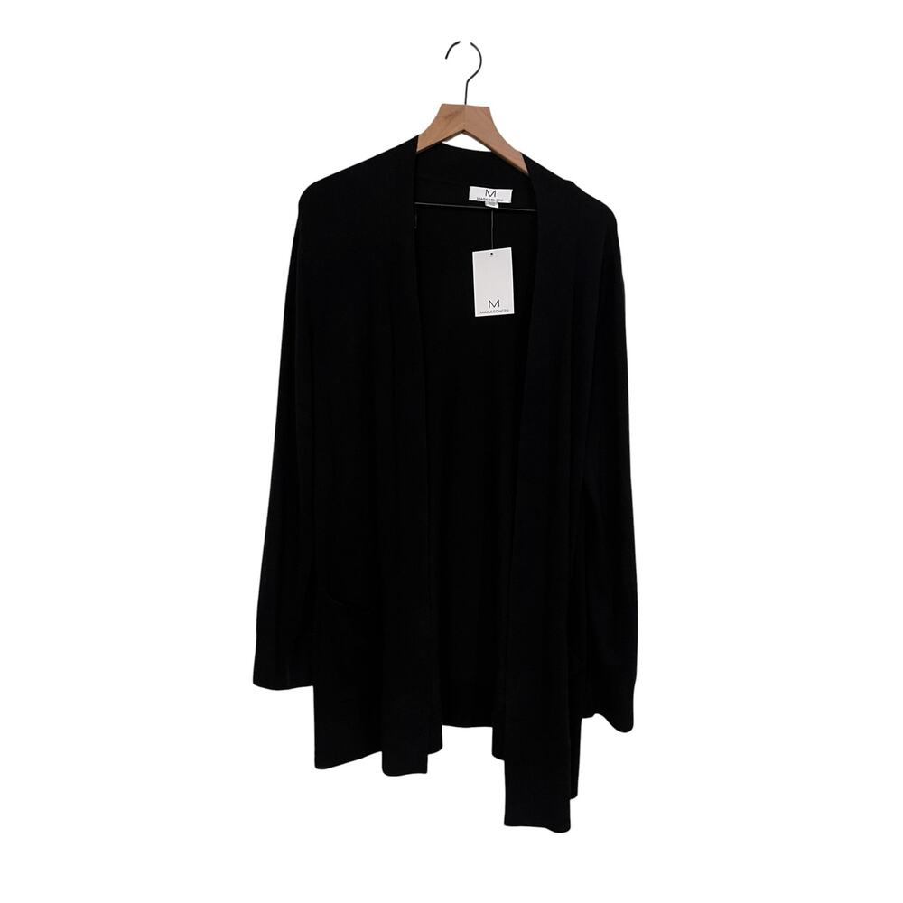 Magaschoni Long Open Cardigan Black Two Pockets Size XL NWT Capsule Wardrobe